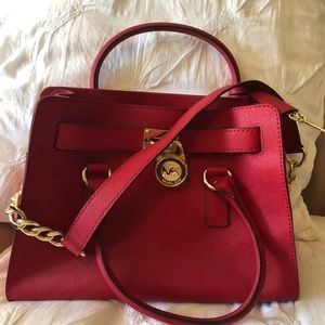 Michael Kors Leather Crossbody in Chili/Red